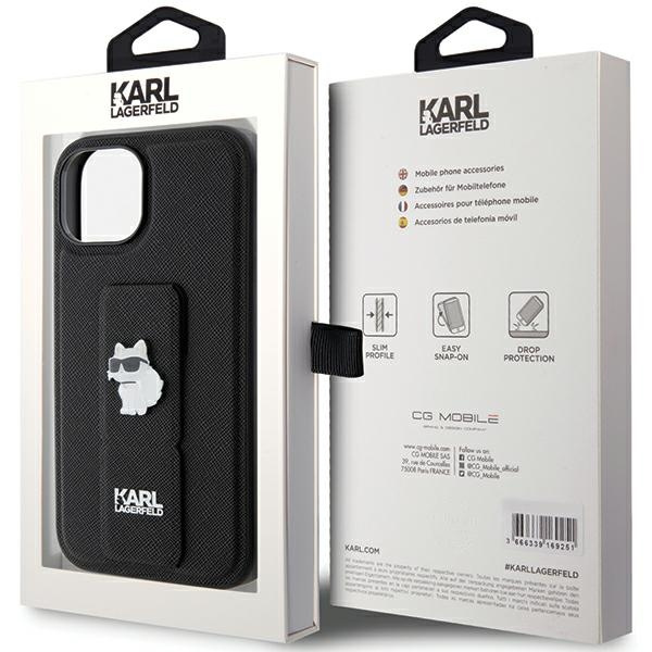 Etui Karl Lagerfeld KLHCP15MGSACHPK iPhone 15 Plus 6.7" czarny/black hardcase Gripstand Saffiano Choupette Pins Case