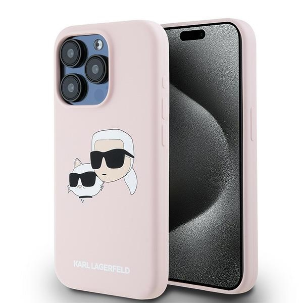 Etui Karl Lagerfeld KLHMP15XSKCHPPLP iPhone 15 Pro Max 6.7" różowy/pink hardcase Silicone Karl & Choupette MagSafe