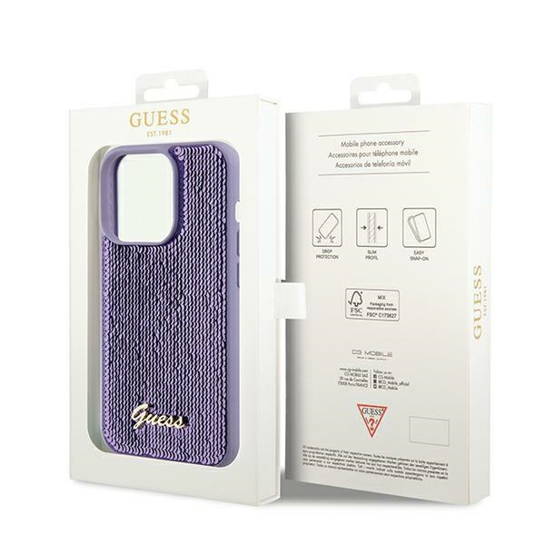 Etui Guess GUHCP13XPSFDGSU iPhone 13 Pro Max 6.7" fioletowy/purple hardcase Sequin Script Metal Case