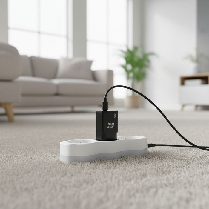 Ładowarka sieciowa do telefonu Blue Star Slim GaN 2x Typ C QC4.0 PD 3A 30W TFK-SC-30WCC czarna