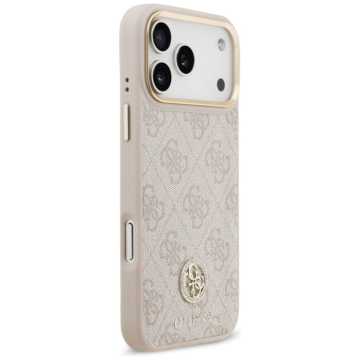 Etui Guess 4G Strass Logo & Big Strap    Metal Buttons MagSafe do iPhone 17 Pro Max różowy