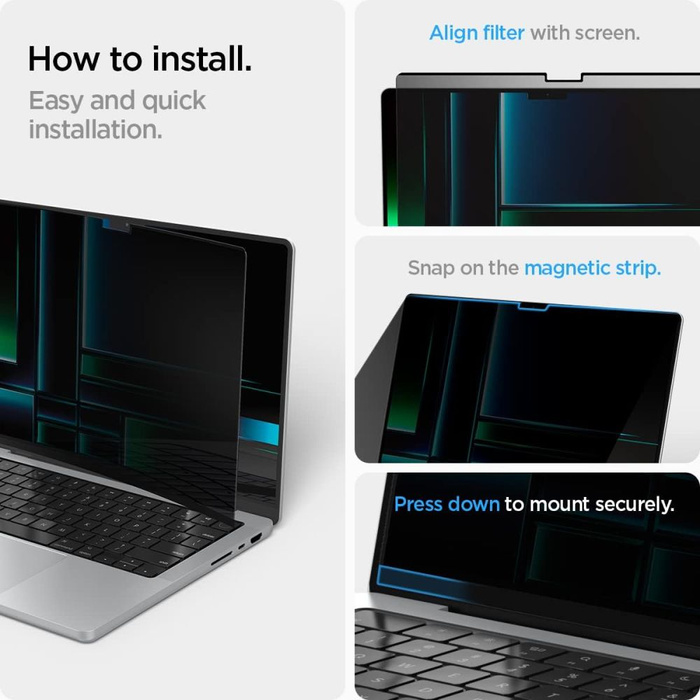 FOLIA PRYWATYZUJĄCA SPIGEN SAFE VIEW MACBOOK PRO 14 M1 / M2 / M3 / M4 / M5 2021-2025 PRIVACY