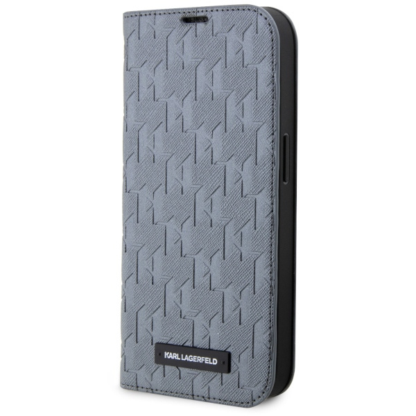 Etui Karl Lagerfeld KLBKP14SSAKLHPG iPhone 14 6.1" bookcase srebrny/silver Saffiano Monogram Case