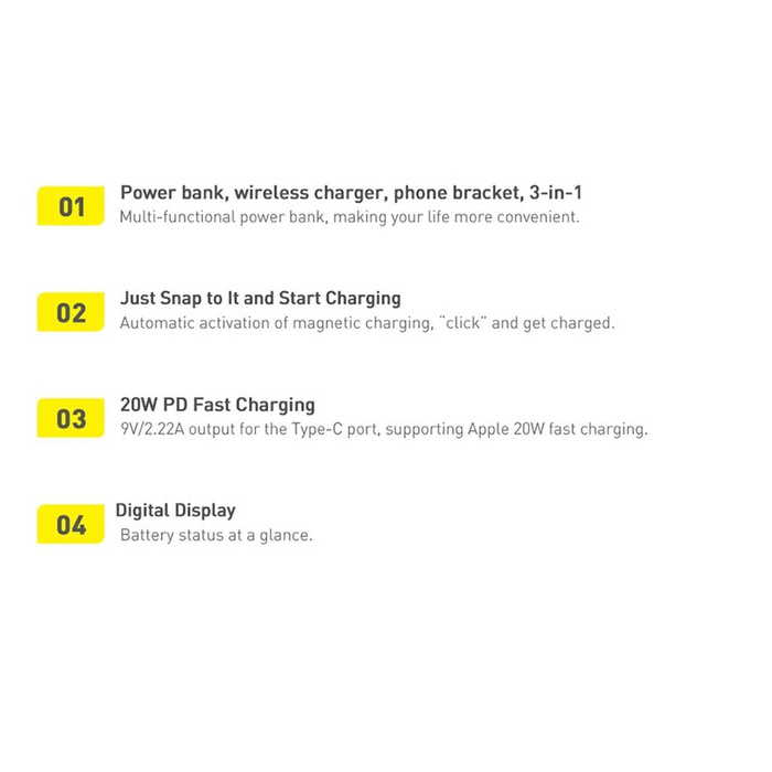 Baseus Magnetic Bracket powerbank z bezprzewodowym ładowaniem MagSafe 10000mAh 20W Overseas Edition różowy (PPCX000204) z Kablem USB-C 0,5m