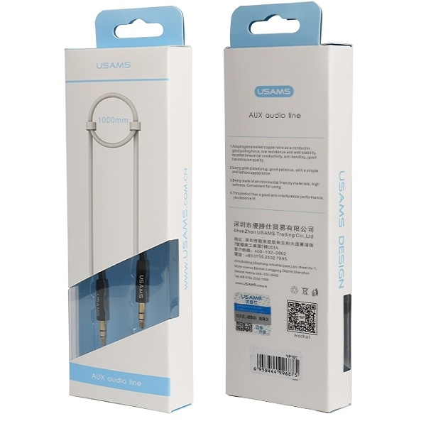 Adapter USAMS Jack 3,5m - Jack 3,5m Audio 1m YP101 YP-01 Czarny