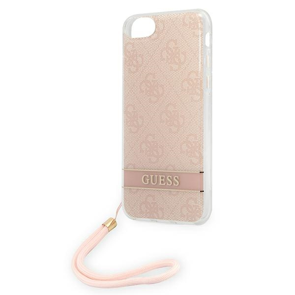 Etui GUESS Apple iPhone SE 2022 SE 2020 7 8 4G Print Strap Różowy Hardcase