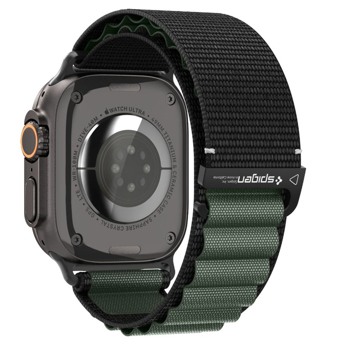 PASEK SPIGEN WBF1 BAND APPLE WATCH 6 / 7 / 8 / 9 / 10 / SE / ULTRA 1 / 2 (44 / 45 / 46 / 49 MM) BLACK/GREEN