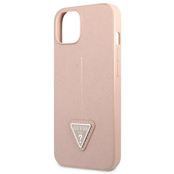 Etui GUESS Apple iPhone 13 Mini Saffiano Triangle Logo Różowy Hardcase
