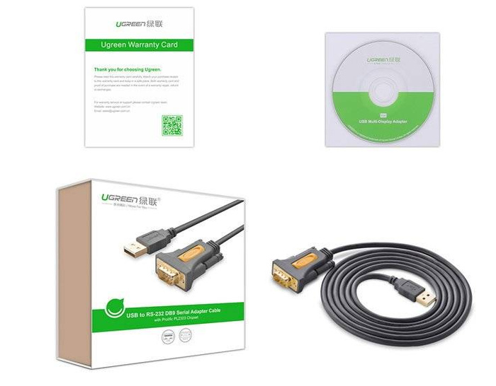 Ugreen kabel przejściówka adapter USB - RS-232 (męski) 2 m czarny (CR104 20222)