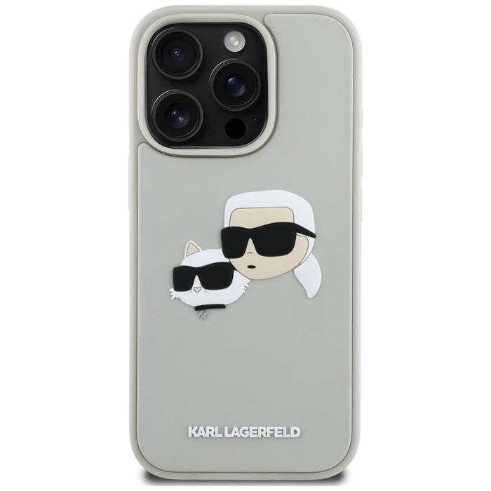 Etui Karl Lagerfeld HC 3D Rubber Double   Heads do iPhone 16 Pro beżowy