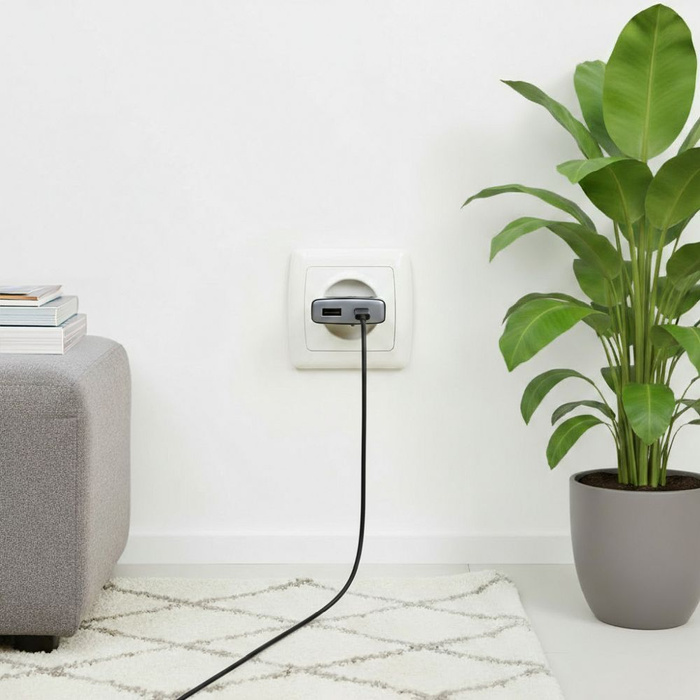 Ładowarka sieciowa do telefonu Forcell F-Energy Ultra Slim GaN III USB C + USB A PD QC4.0 3A 45W B245202(1A1C) czarna