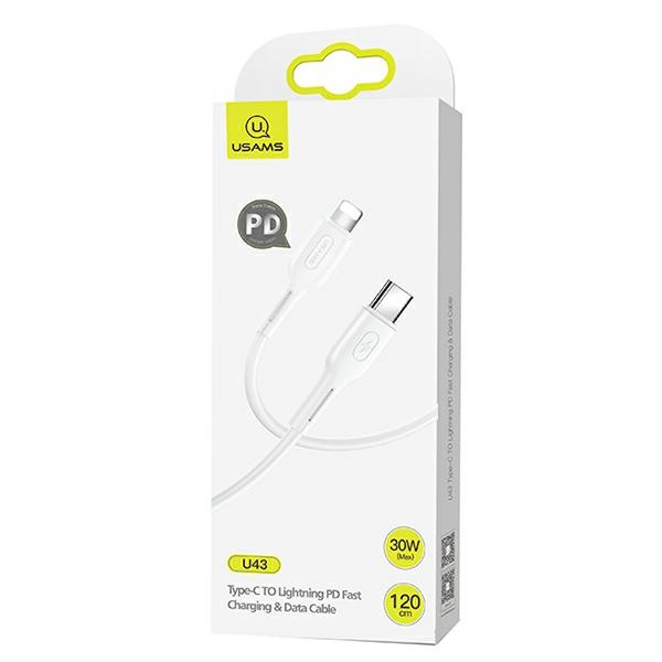 Kabel USAMS USB-C Apple Lightining U43 30W PD 1.2m Biały
