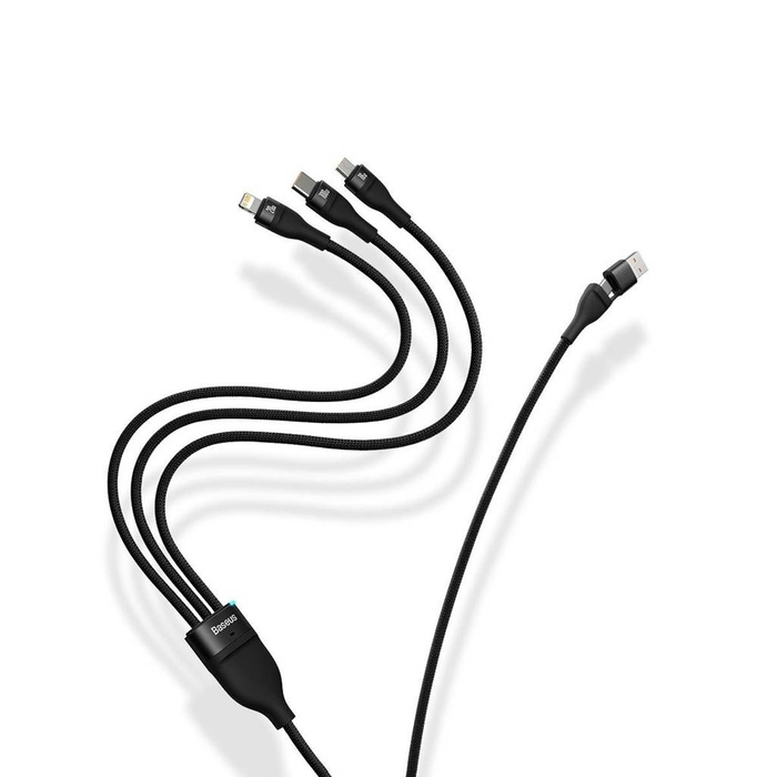 Baseus Flash Series II kabel USB Typ C / USB Typ A - USB Typ C / Lightning / micro USB 100 W 1,2 m fioletowy (CASS030105)