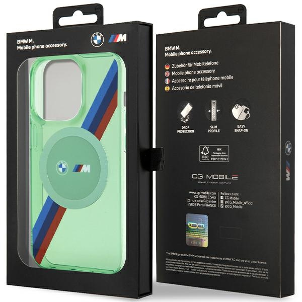 Etui Bmw Bmhmp15lhdtn Iphone 15 Pro 6.1" Zielony/green Hardcase M Tricolor Stripes Magsafe Case