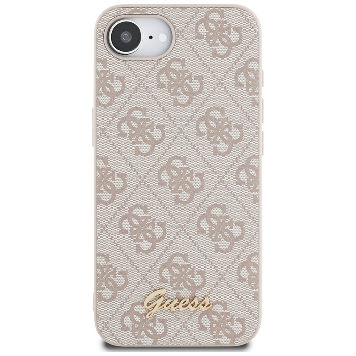 Etui Guess 4G Script Logo MagSafe do     iPhone 16e różowy