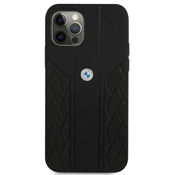Etui BMW Apple iPhone 12 Pro Max Leather Curve Perforate Czarny Hardcase