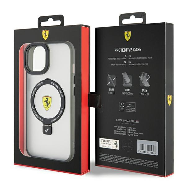 Etui Ferrari FEHMP15SUSCAH iPhone 15 6.1" transparent hardcase Ring Stand 2023 Collection MagSafe Case