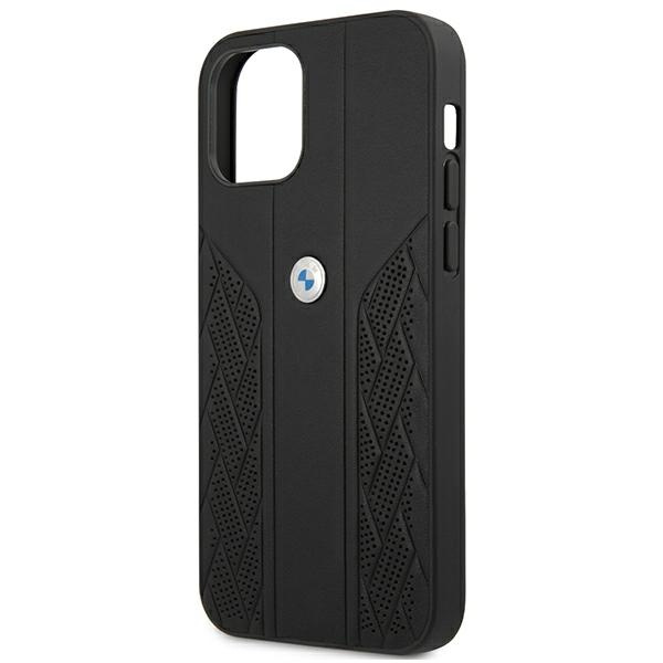 Etui BMW Apple iPhone 12 Pro Max Leather Curve Perforate Czarny Hardcase