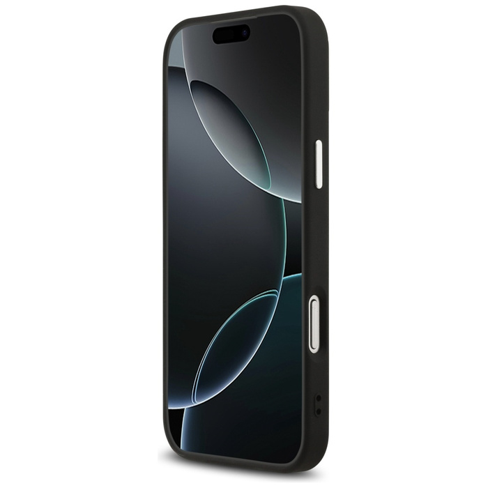 Etui Guess Grained Triangle Logo MagSafe do iPhone 17 Pro czarny