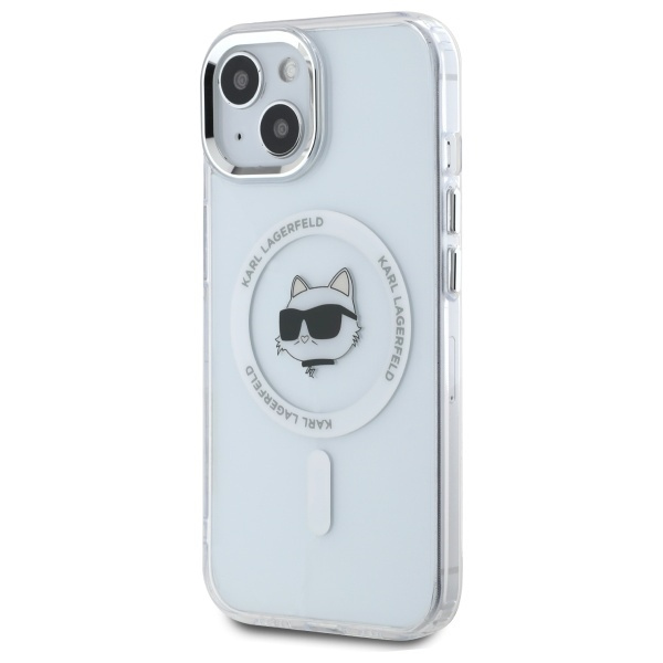 Karl Lagerfeld KLHMP15SHLSCHH iPhone 15   6.1" biały/white hardcase IML Metal Choupette Head MagSafe