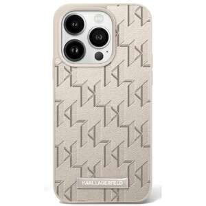 Etui Karl Lagerfeld iPhone 16 Pro 6.3" hardcase beżowy/beige Leather Monogram Metal Logo MagSafe