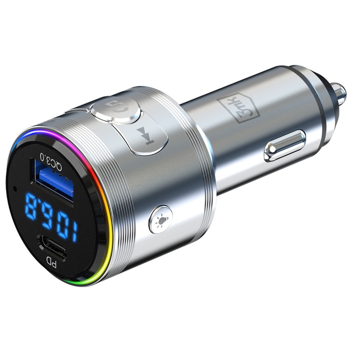 Ładowarka samochodowa 3MK Hyper Car      Power Transmitter 48W QC PD PPS USB-C/USB-A z transmiterem audio srebrny