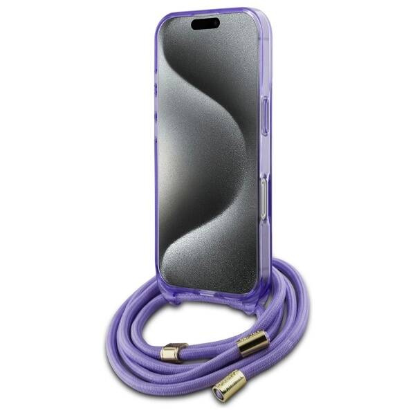Etui Guess iPhone 16 Pro fioletowy/purple hardcase Crossbody Cord Script MagSafe