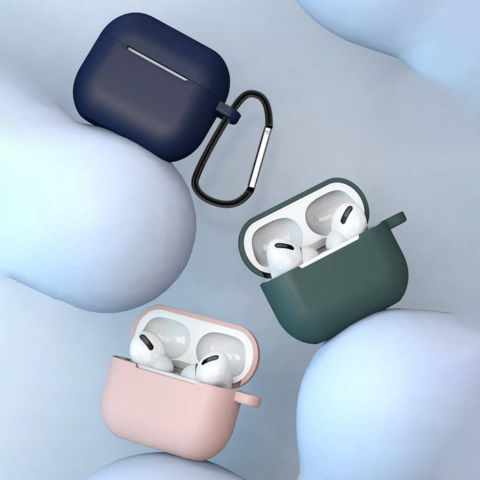 Etui do AirPods 3 silikonowy miękki pokrowiec na słuchawki + brelok karabińczyk zawieszka różowy (case D)