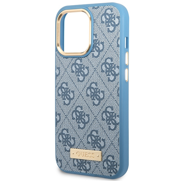 Etui Guess GUHMP14LU4GPRB iPhone 14 Pro 6.1" niebieski/blue hard case 4G Logo Plate MagSafe Case