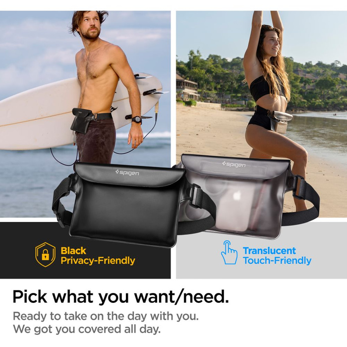 Etui Spigen A620 Uniwersalna Saszetka Wodoodporna Torebka Nerka Na Biodra Waterproof Waist Bag Black