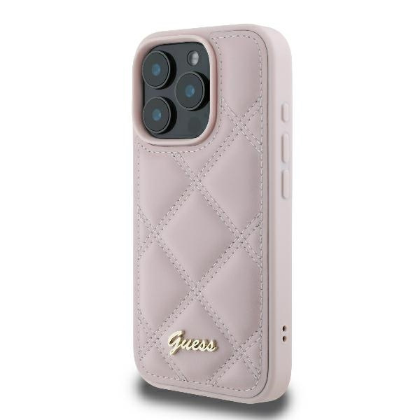 Etui Guess iPhone 16 Pro Max 6.9" różowy/pink hardcase Quilted Metal Logo