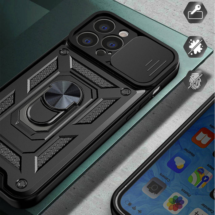 Etui Hybrid Armor Camshield etui iPhone 14 Plus pancerny pokrowiec z osłoną na aparat niebieskie Case