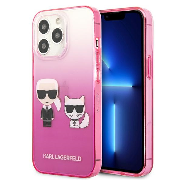 Etui KARL LAGERFELD Apple iPhone 13 Pro Gradient Ikonik Karl & Choupette Różowy Hardcase