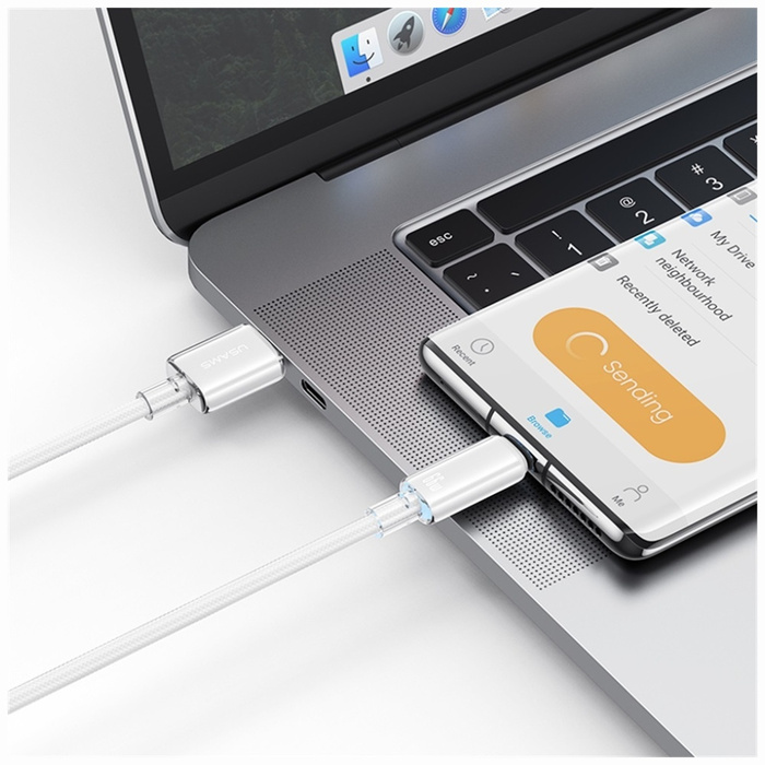 Kabel USAMS Cloud Series US-SJ658 6A     USB-A do USB-C 1,2m różowy