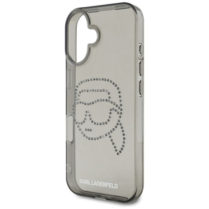 Etui Karl Lagerfeld IML Rhinestones Karl  Head do iPhone 16 czarny