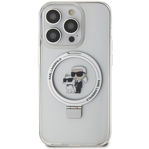 Etui Karl Lagerfeld KLHMP14LHMRSKCH iPhone 14 Pro 6.1" bialy/white hardcase Ring Stand Karl&Choupettte MagSafe Case