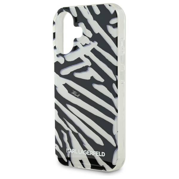 Etui Karl Lagerfeld iPhone 16 6.1" czarny/black hardcase IML Zebra Pattern & Cord