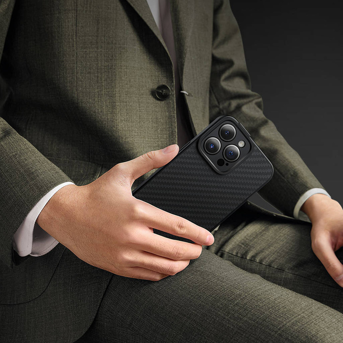 Etui Pancerne etui iPhone 14 Pro kompatybilne z MagSafe szkło hartowane Baseus Synthetic Fiber - czarne Case