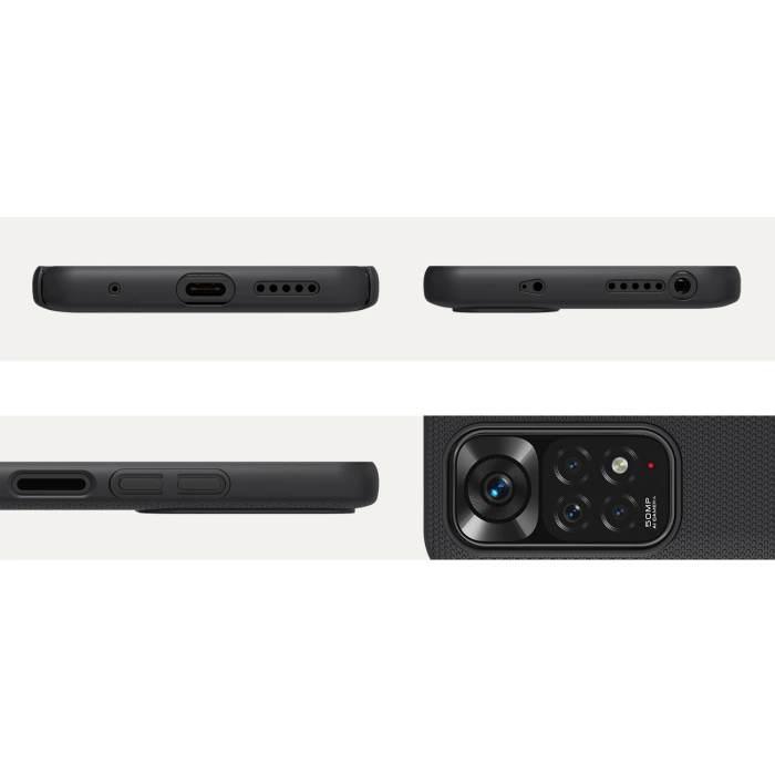 Nillkin Super Frosted Shield wytrzymałe etui pokrowiec Xiaomi Redmi Note 11T 5G / Note 11S 5G / Note 11 5G (China) / Poco M4 Pro 5G czarny