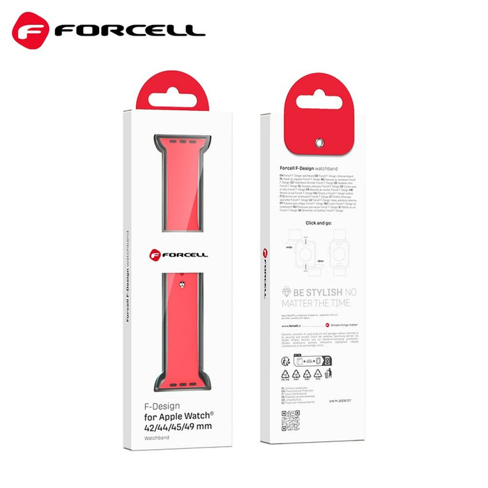 FORCELL F-DESIGN FA01 pasek do APPLE Watch 42 / 44 / 45 / 49 mm czerwony