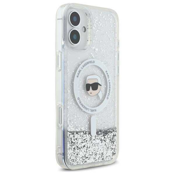 Etui Etui Karl Lagerfeld iPhone 16  Plus 6.7" hardcase transparent Liquid Glitter Karl Head Magsafe