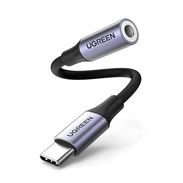 Adapter Ugreen AV161 do słuchawek mini jack 3,5 mm (żeński) / USB-C (męski) 10 cm - szary