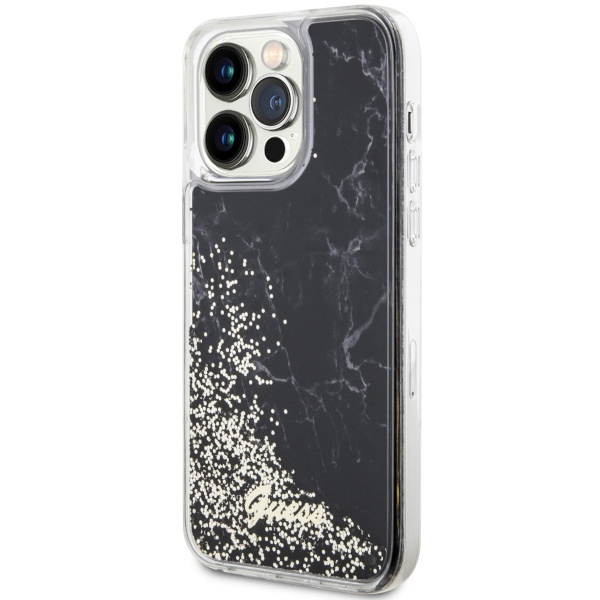Etui Guess GUHCP14XLCSGSGK iPhone 14 Pro Max 6.7" czarny/black hardcase Liquid Glitter Marble Case