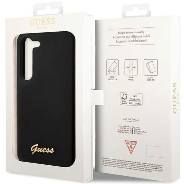 Etui Guess GUHCS23SSLSMK S23 S911 czarny/black hardcase Silicone Vintage Gold Logo Case