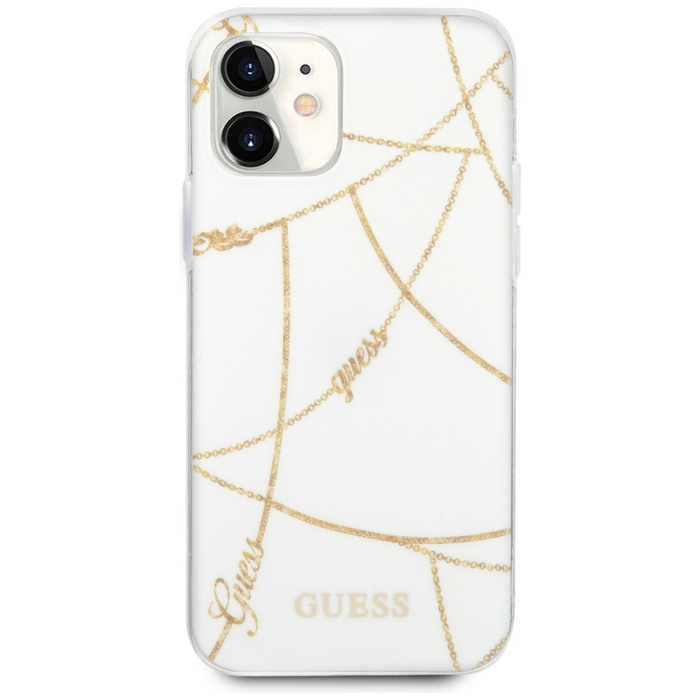 Etui GUESS Apple iPhone 12 Mini Gold Chain Collection Biały Hardcase