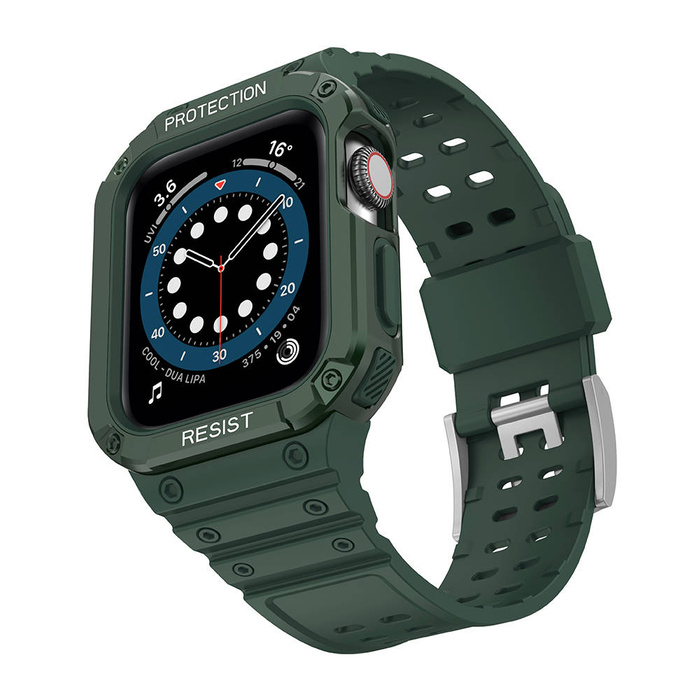 Protect Strap Band opaska z etui do Watch 7 / 6 / 5 / 4 / 3 / 2 / SE (41 / 40 / 38mm) obudowa pancerny pokrowiec na zegarek zielony