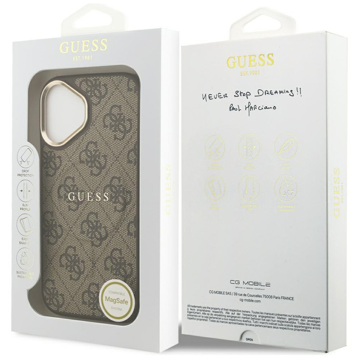 Etui Guess 4G PU Classic Logo MagSafe do iPhone 17 brązowy