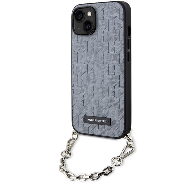 Etui Karl Lagerfeld KLHCP14SSACKLHPG iPhone 14 6.1" srebrny/silver hardcase Saffiano Monogram Chain Case