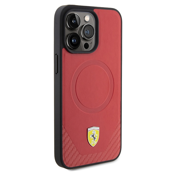 Etui Ferrari FEHMP15XPTER iPhone 15 Pro Max 6.7" czerwony/red hardcase Carbon Metal Logo MagSafe Case