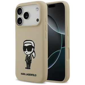 Etui Karl Lagerfeld Silicone Karl Sketch & Logo MagSafe do iPhone 17 Pro brązowy